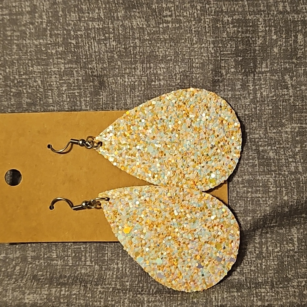 Orange glitter earrings